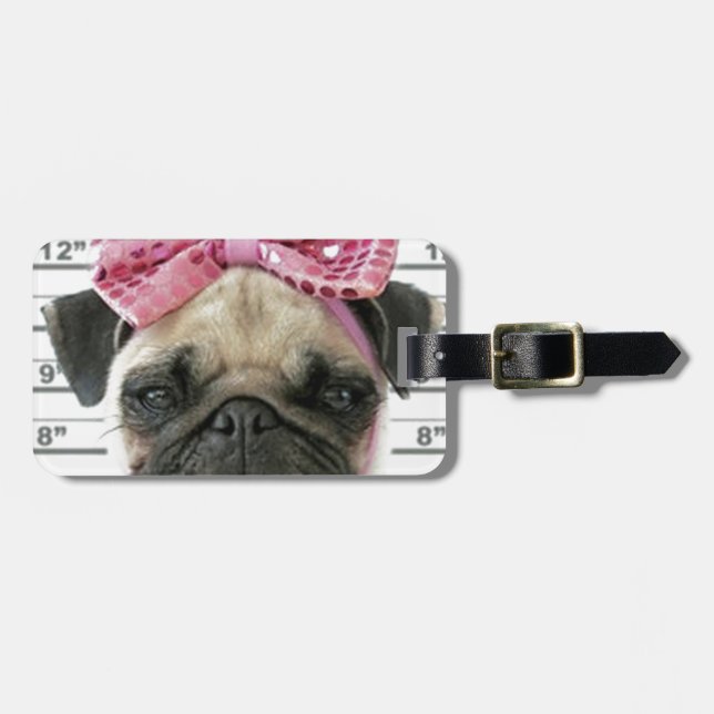 Étiquette À Bagage Pug (Devant horizontal)