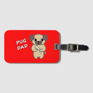 Étiquette À Bagage PUG DAD - Rouge