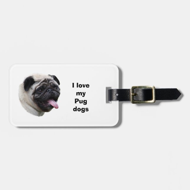 Étiquette À Bagage Pug dog pet photo (Devant horizontal)