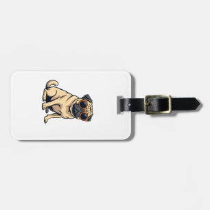 Étiquette À Bagage Pug vintage faisant le dab avec des lunettes de so
