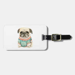 Étiquette À Bagage Pug Wearing