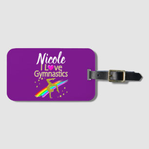 ÉTIQUETTE À BAGAGE PURPLE I LOVE GYMNASTICS DESIGN