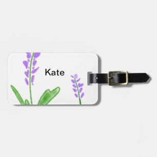 Étiquette À Bagage Purple lavande florale aquarelle ajouter nom cu