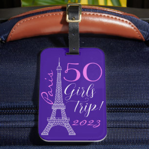 Étiquette À Bagage Purple Paris Tour Eiffel 50e anniversaire Voyage d