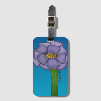Étiquette À Bagage Purple Square Flower with Blue background