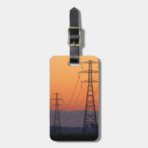 Étiquette À Bagage Pylônes électriques au coucher du soleil
