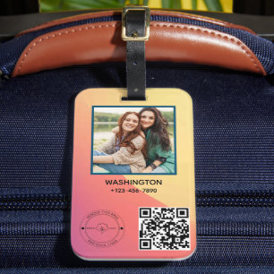Étiquette À Bagage Qr Code Business Logo Nom image Titre Détails