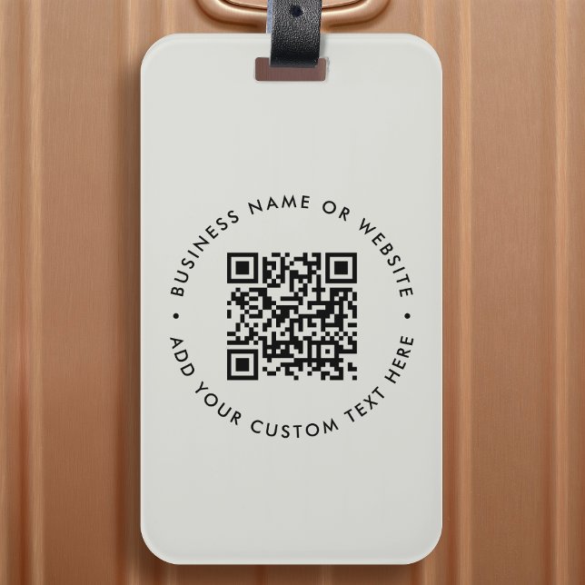 Étiquette À Bagage QR Code Modern Grey Site professionnel (Interactive editable QR code luggage tags to promote your business, products or services.)