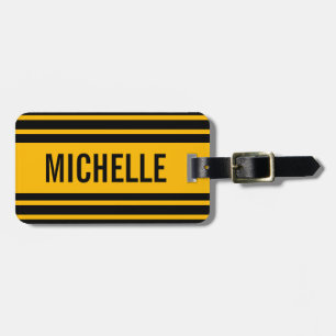 Étiquette À Bagage Quad Stripe Orange Personnalisé