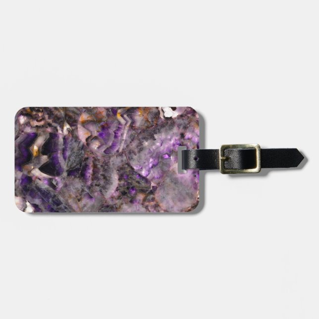 Étiquette À Bagage Quartz d'Améthyste violet Abstrait, granit violet (Devant horizontal)