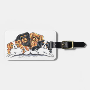 Étiquette À Bagage Quatre Cavalier King Charles Spaniels