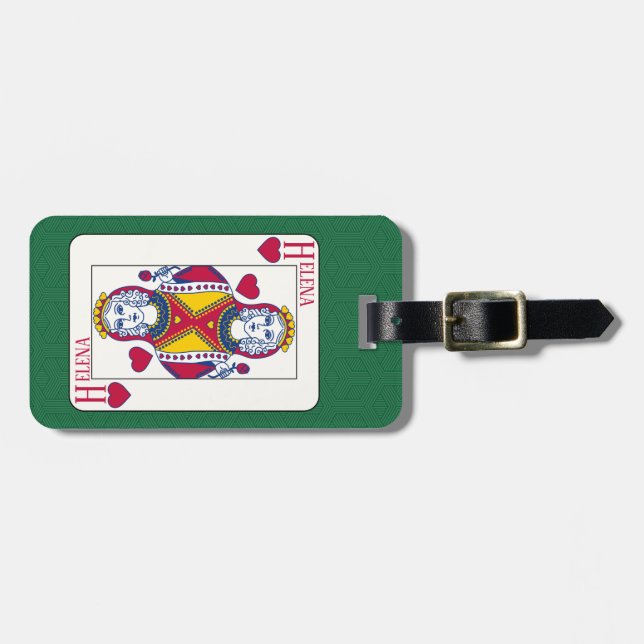 Étiquette À Bagage Queen of Hearts Nom personnalisé Carte de jeu (Devant horizontal)
