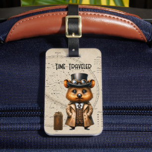 Étiquette À Bagage Quokka astronome steampunk avec carte de constella