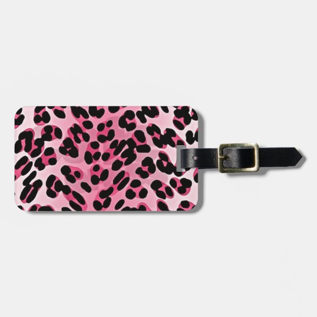 Étiquette À Bagage RAB Rockabilly Pink Cheetah Imprimer (Devant horizontal)