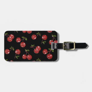 Étiquette À Bagage RAB Rockabilly Très Cerises Cerises Sur Fond Noir