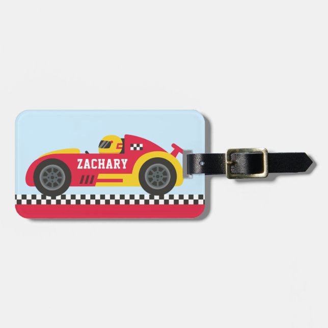Étiquette À Bagage Racer dans les voitures de course jaunes et rouges (Devant horizontal)