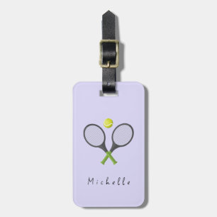 Étiquette À Bagage Racquet de Tennis et Ball personnalisé violet