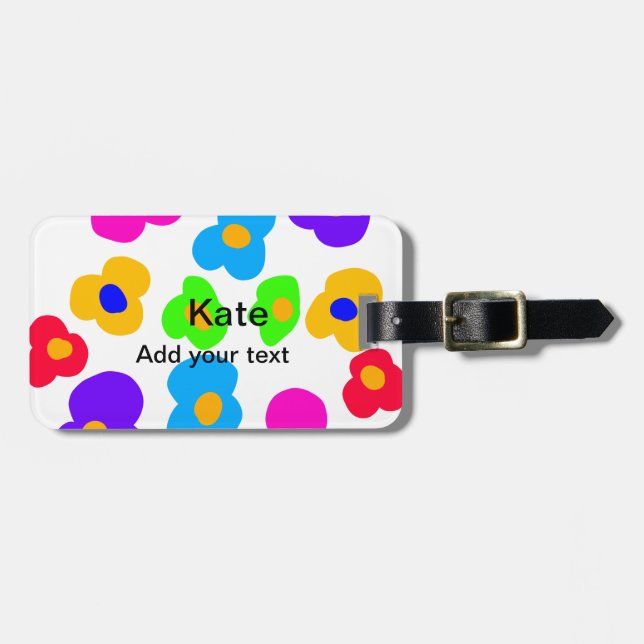 Étiquette À Bagage Rainbow flower pride amour ajouter nom texte lqbtq (Devant horizontal)