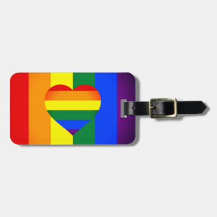Étiquette À Bagage Rainbow Heart & Pride Rainbow Flag / communauté LG