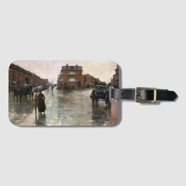 Étiquette À Bagage Rainy Day, Boston par Frederick Childe Hassam (Devant Horizontal)