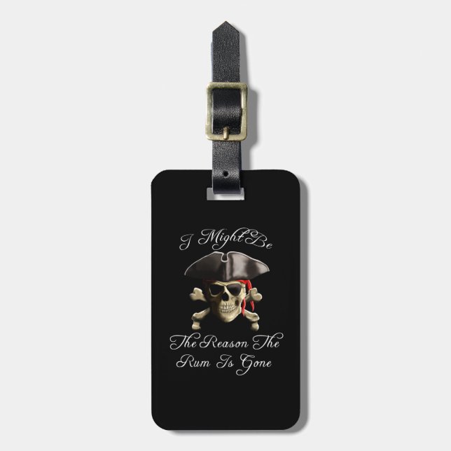 Étiquette À Bagage Raisonnent le rhum est crâne allé de pirate (Devant Vertical)