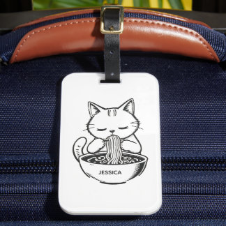 Étiquette À Bagage Ramen Cat – Kawaii Japanese Anime Personalized