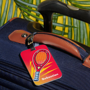 Étiquette À Bagage Raquette De Tennis Branchée Avec Nom