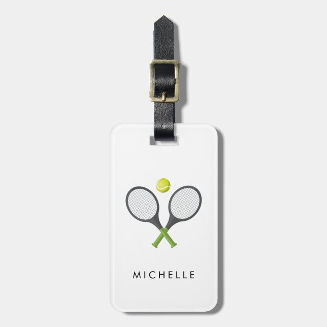 Étiquette À Bagage Raquette et balle de tennis tendance personnalisée (Devant Vertical)