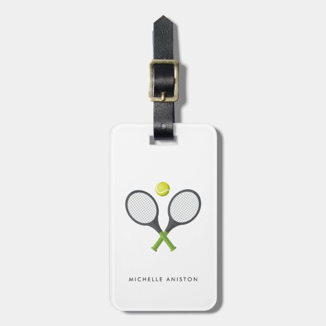 Étiquette À Bagage Raquette et balle de tennis tendance personnalisée (Devant Vertical)