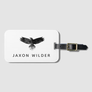 Étiquette À Bagage Raven Smoke Nuage Aquarelle Minimale Rustique