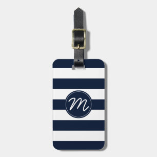 Étiquette À Bagage Rayure de bleu marine et de blanc personnalisée