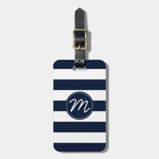 Étiquette À Bagage Rayure de bleu marine et de blanc personnalisée