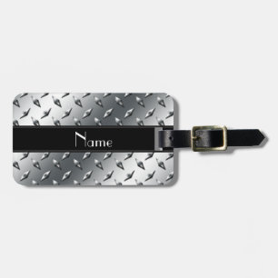 Étiquette À Bagage Rayure noire en acier de plat nommé fait sur