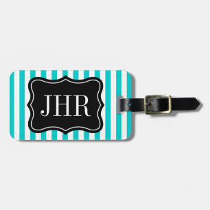 Étiquette À Bagage Rayure personnalisée de turquoise de l'étiquette  