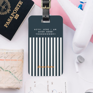 Étiquette À Bagage Rayures de la Marine   Le Monogramme du Gentleman 