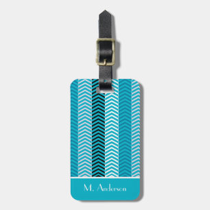 Étiquette À Bagage Rayures modernes de Chevron de turquoise avec le