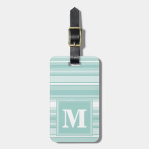 Étiquette À Bagage Rayures vert menthe monogramme
