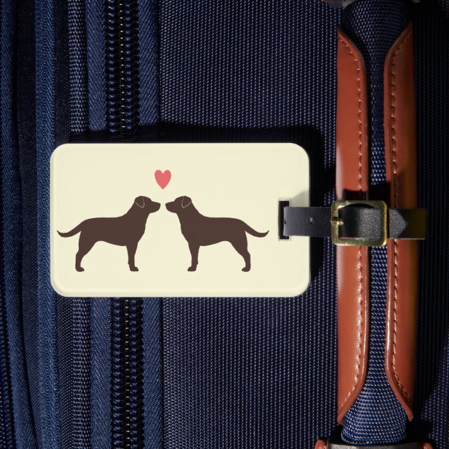 Étiquette À Bagage Récupérateurs de chocolat Labrador avec coeur (Insitu Rectoal 4)