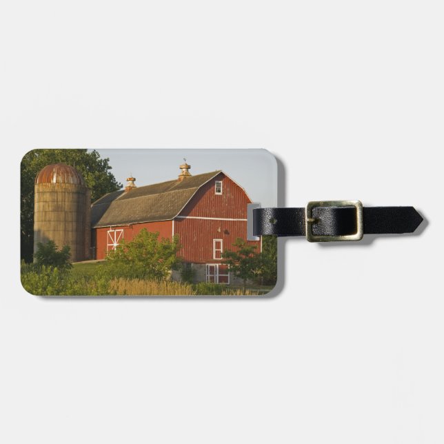 Étiquette À Bagage Red Barn et Silo Country Farm (Devant horizontal)