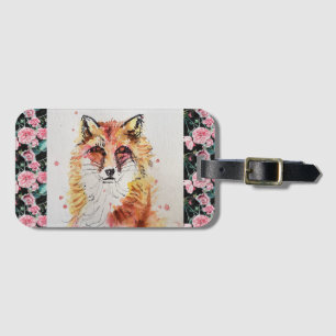 Étiquette À Bagage Red Fox Watercolor