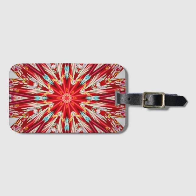 Étiquette À Bagage Red Star Burst Effet Mandala (Devant Horizontal)