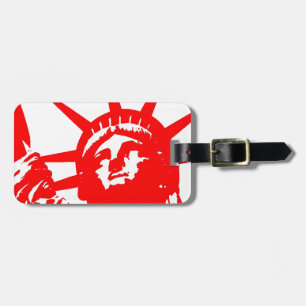 Étiquette À Bagage Red & White Pop Art Lady Liberty