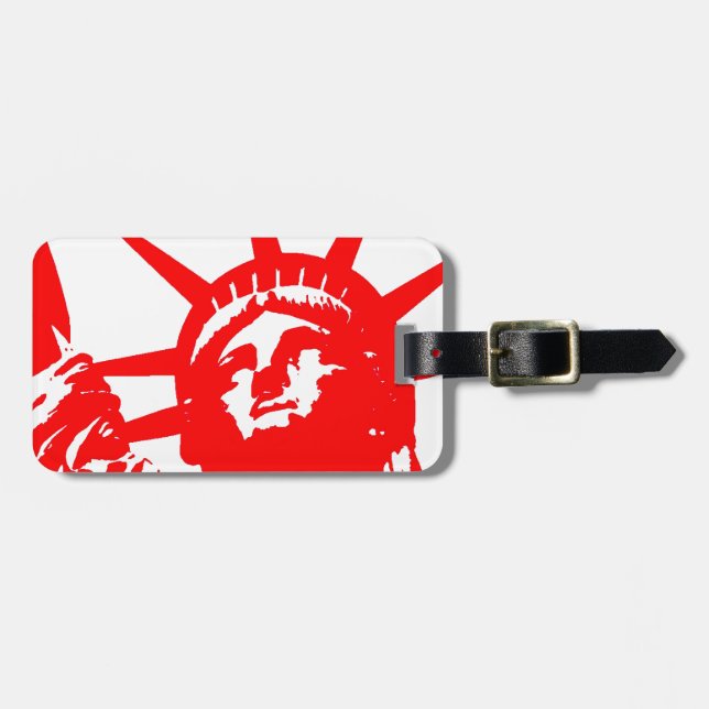 Étiquette À Bagage Red & White Pop Art Lady Liberty (Devant horizontal)