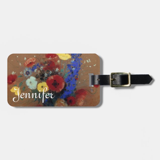 Étiquette À Bagage Redon : Fleurs sauvages, C1912 (Devant horizontal)