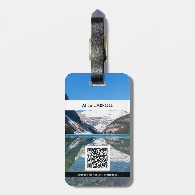 Étiquette À Bagage Réflexion sur Lake Louise - Banff NP - QR Code (Dos Vertical)