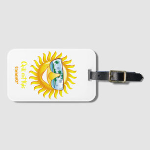 Étiquette À Bagage Refroidir cet été avec soleil souriant