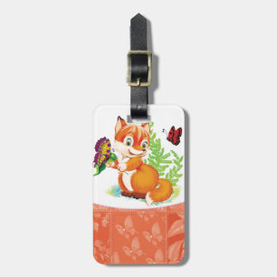 Étiquette À Bagage renard et papillon