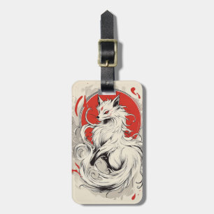 Étiquette À Bagage Renard japonais blanc Kitsune