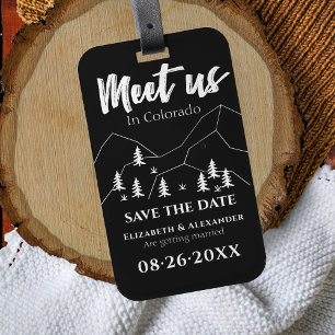 Étiquette À Bagage Rencontrez-nous Forest Mariage Calligraphie Enregi
