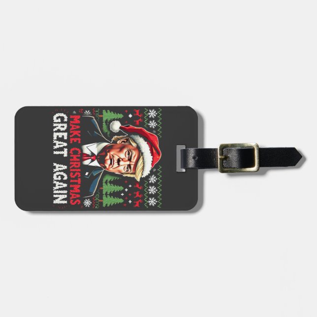 Étiquette À Bagage Rendre Noël super à nouveau moche Noël Sweat Trump (Devant horizontal)